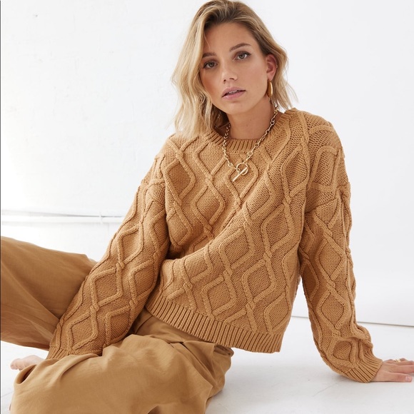 Sovere Sweaters - Sovere textured tan knit sweater